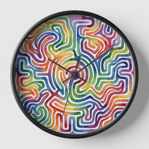 Relojes de arte de laberinto abstracto de acuarela