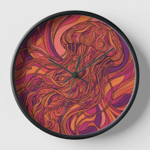 Relojes de arte de línea naranja puesta de sol med