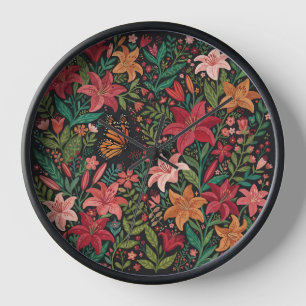 Relojes de arte de lirios coloridos abstractos y m