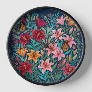 Relojes de Arte de Lirios en Gouache Abstracto Mon