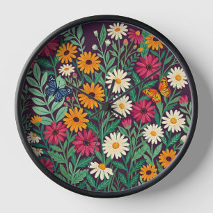 Relojes de arte de margaritas coloridas abstractas
