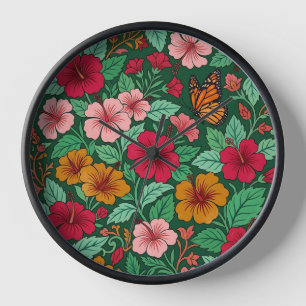 Relojes de arte de mariposa de jardín de hibisco a