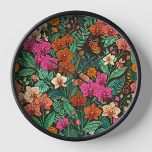 Relojes de Arte de Mariposa Orquídea India Abstrac