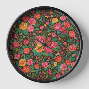 Relojes de arte de mariposas de rosa mexicana abst