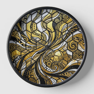 Relojes de Arte de Miel de Oro en Cuadrícula Abstr
