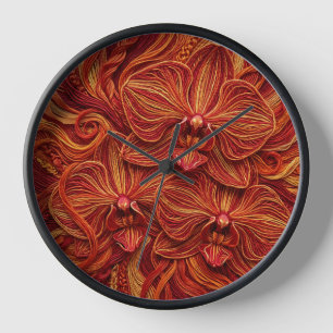 Relojes de arte de orquídea roja abstracta