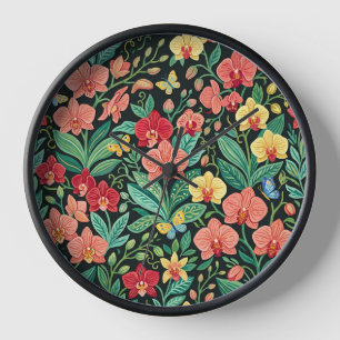 Relojes de Arte de Orquídeas Florales Abstractas J