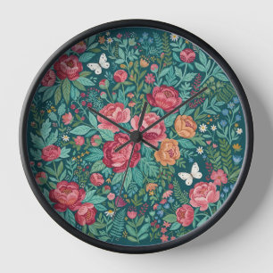 Relojes de arte de peonías coloridas abstractas y