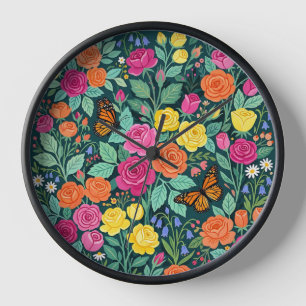 Relojes de arte de rosas mariposas Cottagecore abs