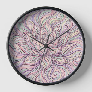 Relojes de Arte de Tinta Pastel de Loto Abstracto