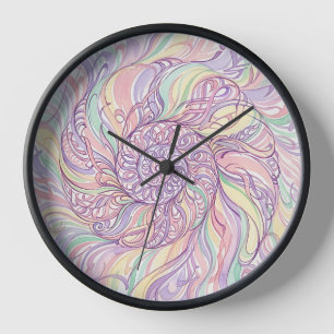 Relojes de Arte de Tinta Pastel Espiral de Concha