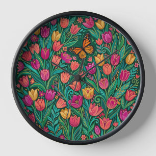Relojes de Arte de Tulipanes Abstractos Jardín Mar