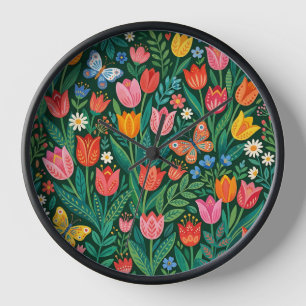 Relojes de arte escandinavo de tulipán mariposa ab
