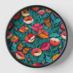 Relojes de Arte Floral Indio Abstracto Amapolas Mo