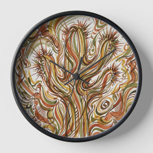 Relojes de Arte Moderno de Tinta de Cactus Abstrac