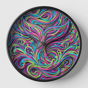 Relojes de arte neón de cola de ballena abstracta