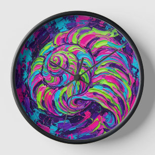 Relojes de arte neón en espiral de concha marina a