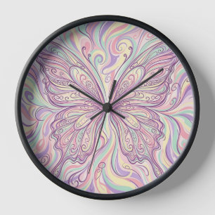 Relojes de Arte Pastel de Alas de Mariposa Abstrac