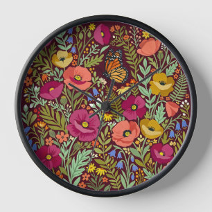 Relojes de arte popular abstracto de amapolas de j