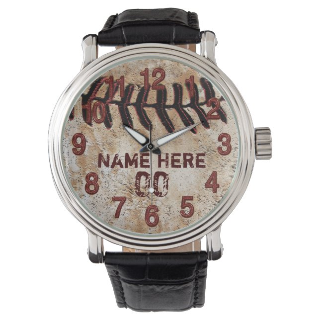 Relojes de béisbol personalizados rústicos para ch (Anverso)