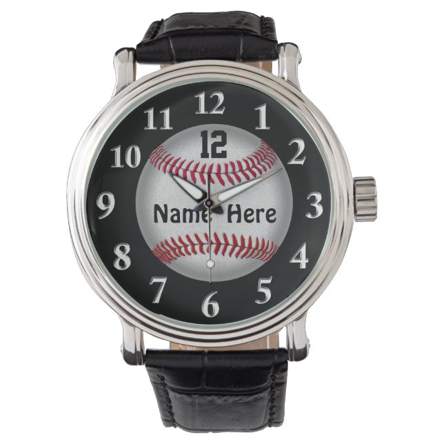 Relojes de béisbol Softball, SU NOMBRE Y NÚMERO (Anverso)