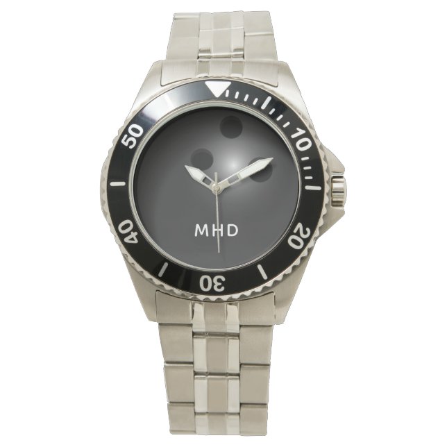 Relojes de boliche monograma personalizado (Anverso)