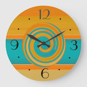 Relojes de cocina simplistas > Teal Gold y naranja