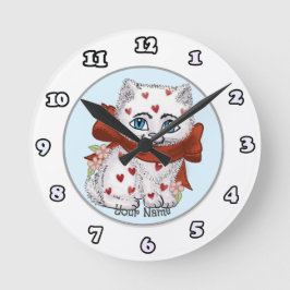 Relojes de corazón de gatito blanco