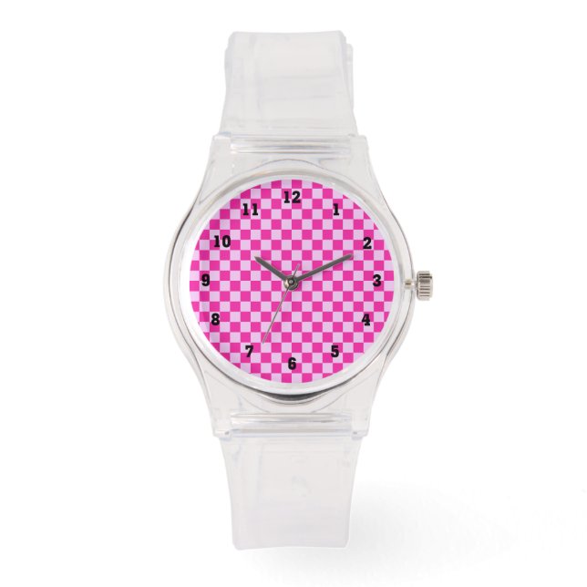 Relojes de diseño de Carreras rosa con verificació (Anverso)