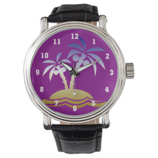 Relojes de diseño en la playa de Palm Tree