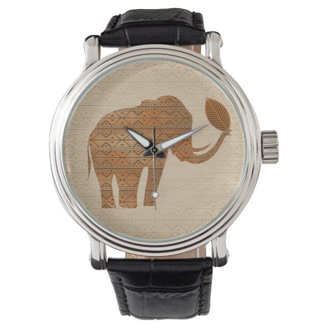 Relojes de diseño para el arte tribal del elefante (Anverso)