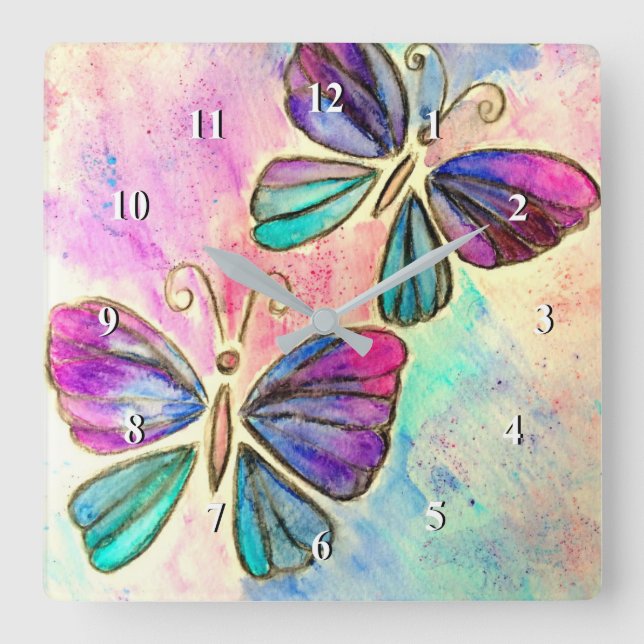 Relojes de Mariposas Voladoras - Acuarela (Anverso)