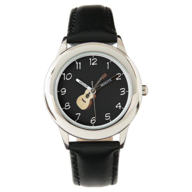 Relojes de muñeca de diseño de "guitarra de madera (Anverso)