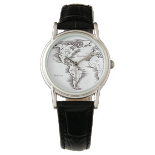 Relojes de muñeca femenina - Mapa del mundo de la