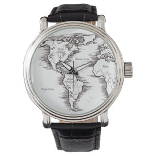Relojes de muñeca masculina - Mapa del mundo de la