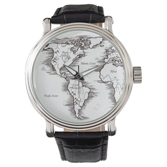 Relojes de muñeca masculina - Mapa del mundo de la (Anverso)