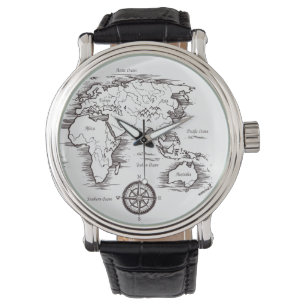 Relojes de muñeca masculina - World Map Europe Asi