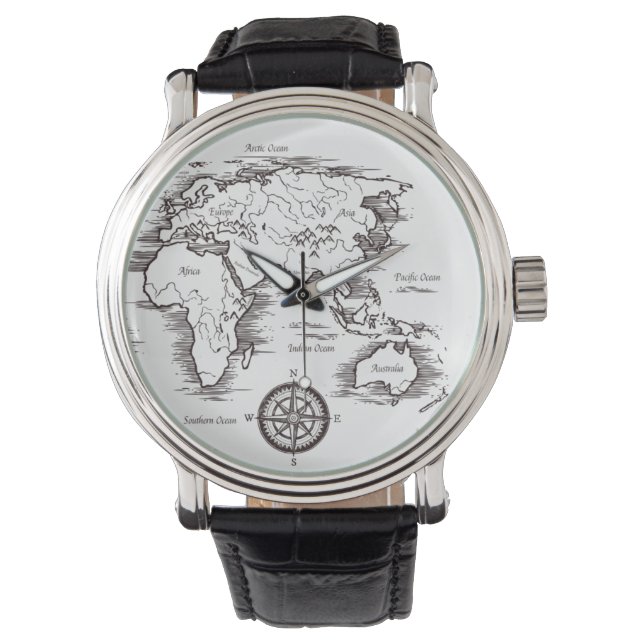 Relojes de muñeca masculina - World Map Europe Asi (Anverso)