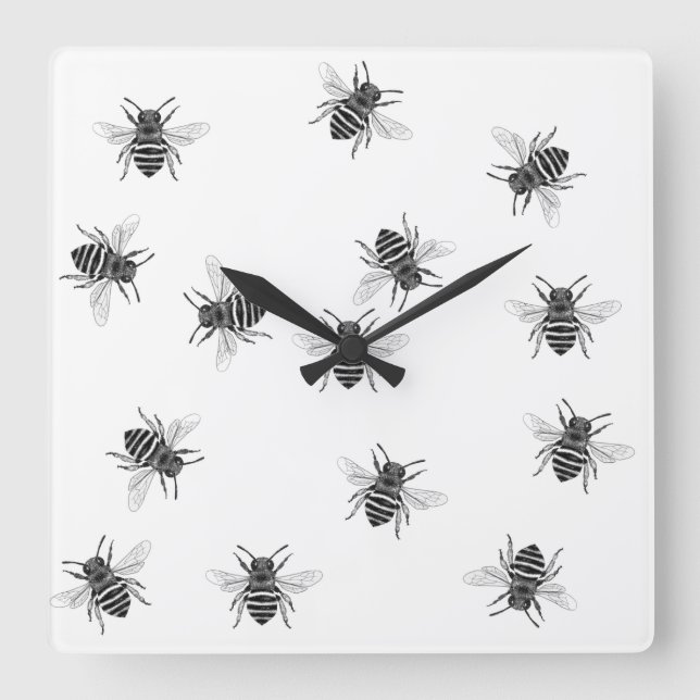 Relojes de Pared Abstractos - Fondo Blanco Abeja (Anverso)