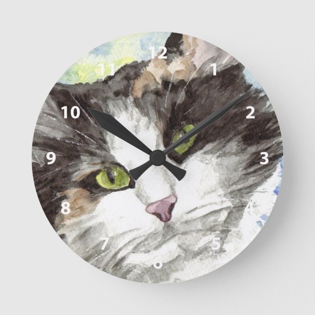 Relojes de pared de acuarela de gato (Anverso)