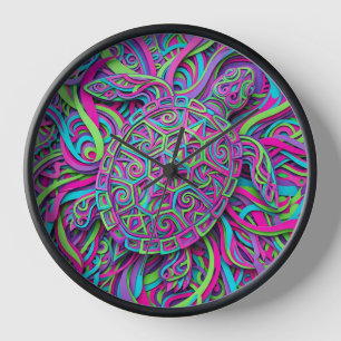 Relojes de pared de arte neón de caparazón de tort