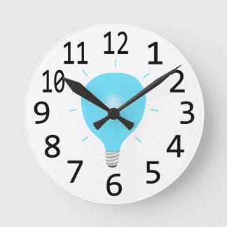Relojes de pared de bombilla azul, números negros 