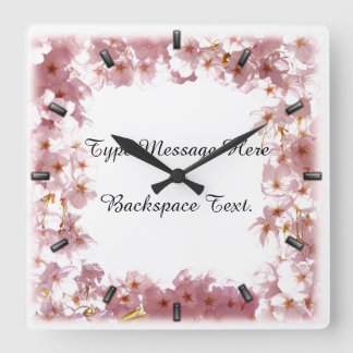 Relojes de pared de cerezos de flores rosas