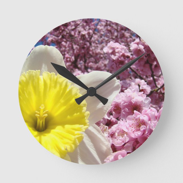 Relojes de pared de flores de narciso de primavera (Anverso)