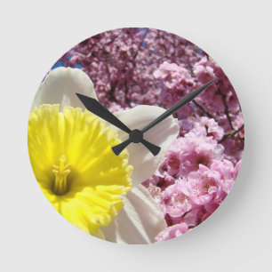 Relojes de pared de flores de narciso de primavera