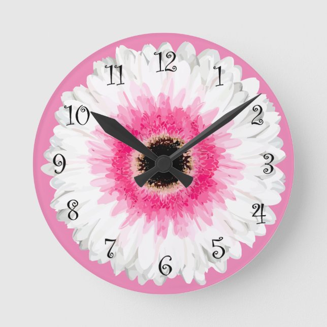 Relojes de pared de flores rosadas de moda Bonito (Anverso)