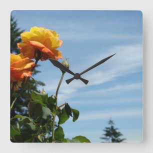 Relojes de pared de jardín de rosas Cielo azul Ros