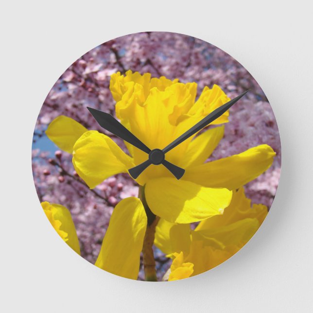 Relojes de pared de narcisos amarillos Flores de p (Anverso)