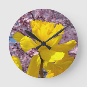 Relojes de pared de narcisos amarillos Flores de p