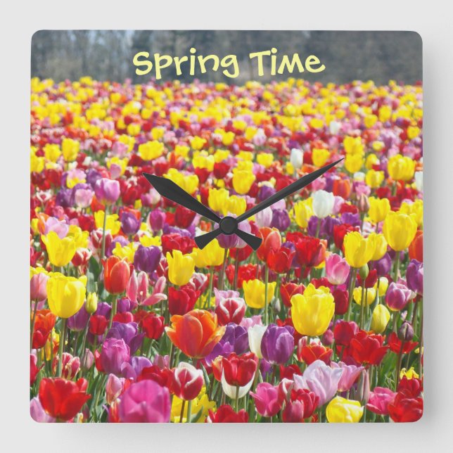 Relojes de pared de Tiempo de Primavera Flores de  (Anverso)